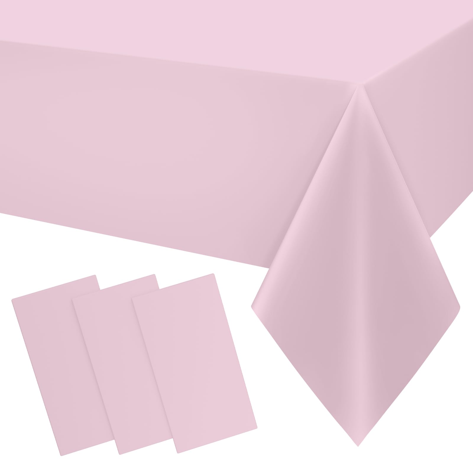 Smiry Disposable Table Cloth 3 Pack, 54 x 108 Inch Waterproof Plastic Tablecloth, Decorative Rectangle Table Covers for Party, Birthday, Picnic, Pink