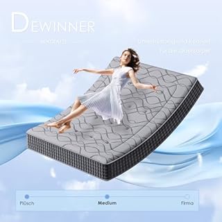 DEWINNER Matelas 140x200 cm, Hauteur 30 cm, Matelas Silencieux d'épaisseur Moyenne, Mousse à Mémoire de Forme Hybride, Ressorts Ensachés Individuels, Absorbant et Respirant