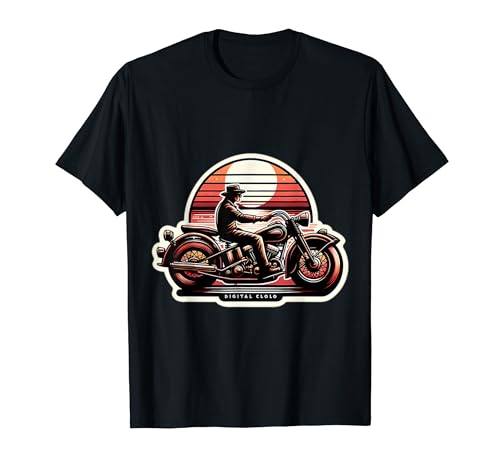Arte retro de la puesta del sol de la motocicleta Camiseta
