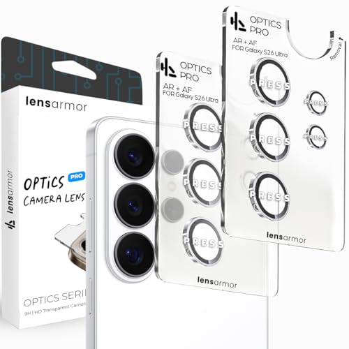 Image of Lensarmor Compatible with Galaxy S26 Ultra White Camera Lens Protector (2 Pack) - Premium 9H Tempered Glass, Military-Grade Protection, Ultra-Clear Transparency & Case-Friendly Design