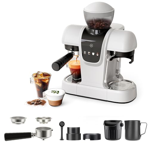 RECAFIMIL Semi-Automatic Espresso Machine with Grinder, White