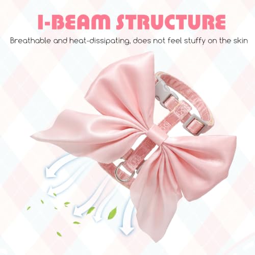 Pink Bow Cat Harness and Leash Set Escape Proof Adjustable Kitten Harness with Leash Soft Lightweight BreathableHarness for Kitty Puppy Bunny Small Dogs Chihuahua Walking Travel - Image 4