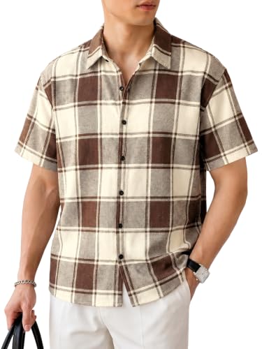 Image of Nobel Monk Men's Checkered Casual Shirt |Half Sleeve | Loose Fit |Stylish Shirt for Men