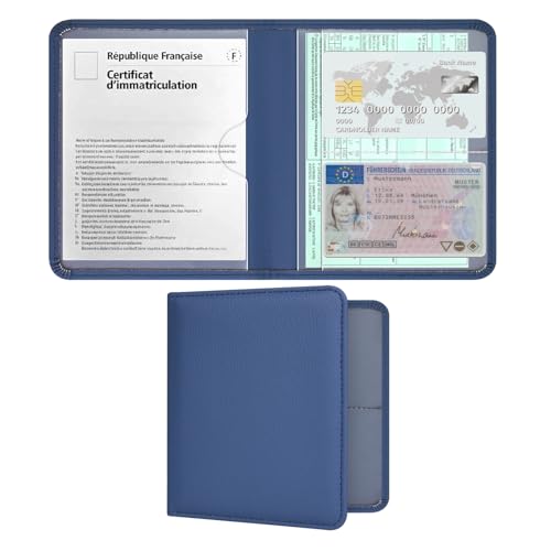RSAquar Porte-Documents Voiture pour Carte Grise et Assurance – Étui Compact en Cuir PU pour Boîte à Gants – Organisateur pour Permis, Papiers de...