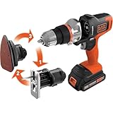 ブラックアンドデッカー(BLACK+DECKER) コードレス マルチツール 3in1 multievo EVO185B1 DIY 電動工具 穴あけ 締付工具 ドリルドライバー ジグソー サンダー 18V 2.0Ah ビット 11種 バッテリー 2個 専用ボックス 付き