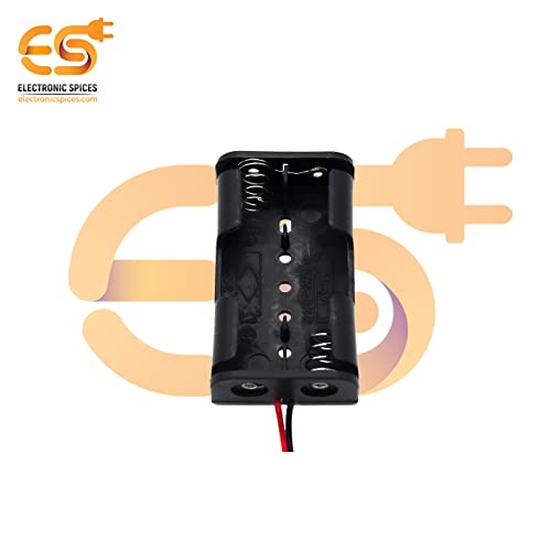 Image of Electronic Spices AA 2 Cell Battery Holder Hard Plastic Case With Wire Pack of 1 (1.5v X 2 Cells = 3volt)