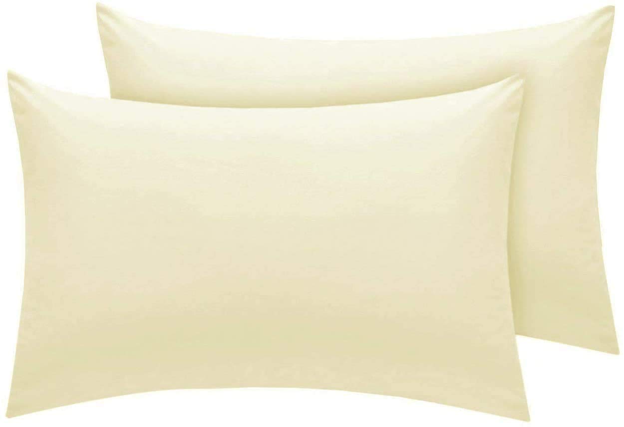 Homes-Linen Cream 200 Thread Count 100% Egyptian Cotton Pair Of Pillowcases (, House Wife Pillow Cases)