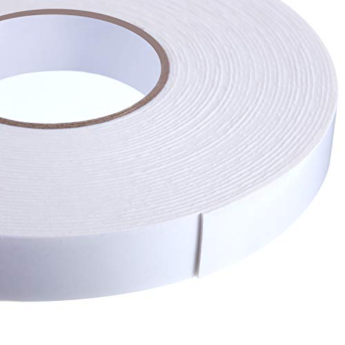 Image of Tatuo 2 Rolls Double Sided Foam Tape 1 Inch by 50 Feet White PE Foam Tape Sponge Soft Mounting Adhesive for DIY Craft Picture Poster Hanging