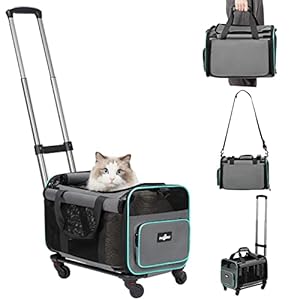 Rolling Pet Carrier with Wheels, Foldable Airline Approved Dog Carriers for Small Dogs and Cats, Cat Carrier on Wheels, Pet Travel Carrier for Flight Camping Outdoor Rolling Pet Carrier with Wheels Foldable Airline Approved Dog Carriers for Small Dogs and Cats Cat Carrier on Wheels Pet Travel Carrier for Flight Camping Outdoor