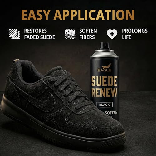 Eagle Suede Restorer Spray Black – Suede & Nubuck Color Restorer for Shoes, Boots & Jackets, Renew Spray to Restore Color, Revive Nap & Texture, Includes 3 Way Brush, 250mL - Thumbnail 3