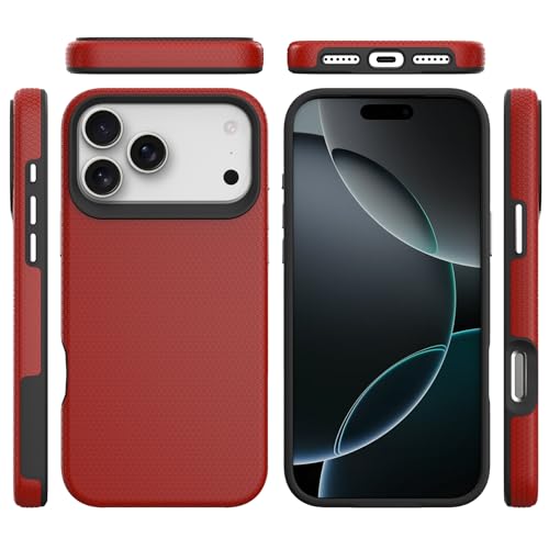 Image of NOXO Ultra-Hybrid Triangle Back Case Cover for iPhone 17 Pro, | Shockproof Design | Camera Protection | Soft TPU & Rugged PC | Bumper Case Cover for iPhone 17 Pro, (Scarlet Red)