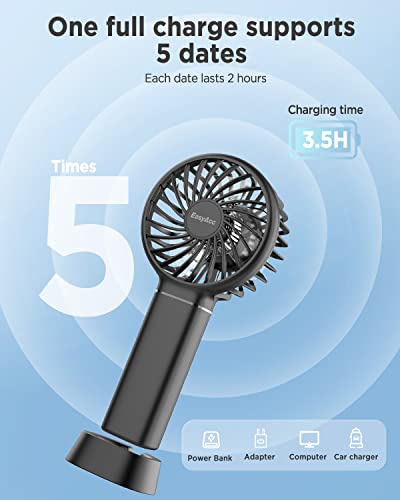 Easyacc Mini Portable Fan Mini Handheld Fan, 3 Speed Usb C Rechargeable Battery Operated Fan Pocket Fan, Personal Fan With Lanyard And Base Cooling Desk Fan For Kids Women For Travel Indoor Outdoor #TOP4