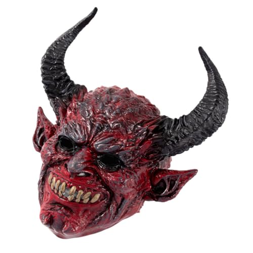 Masque Halloween rouge cornes de démon VOSAREA pour costume de fête