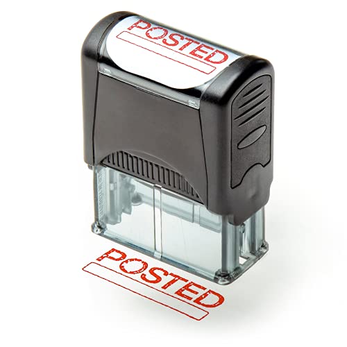 Self Inking Rubber Stamp, Refillable Red Ink Preinstalled - 1.4" x 0.51" X (35 x 8mm) (Posted)