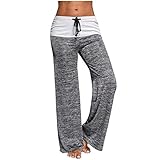 Youmymine Women Workout Out Yoga Pants Drawstring Wide Leg Pocket Fitness Sports High Waist Long Loose Pants (S, Gray)