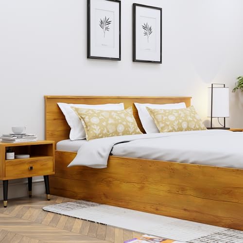 Image of Bniture Modern Queen Size Bed with Storage Box | Engineered Wood Bed Designer Headboard | Wooden Bed Queen Size Cot Double Bed with Storage for Bedroom 3 Year Warranty (Giant Wood)