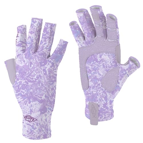Palmyth UV Fishing Fingerless Gloves UPF50+ Lilac Tide Large