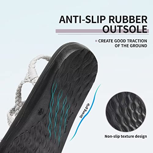 Megnya Women's Comfortable Sandals With Arch Support, Wadable Hiking Sandals With Braided Straps, Soft Adjustable Slide Sandals For Walking Urban Grey Size 6 #TOP4