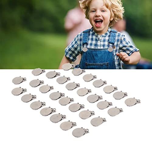 Image of Round Pacifier Clips, Suspender Snaps,30pcs Metal Round Clips for Toddler Prevention Electroplated Stainless Steel Suspender Clips for Teething