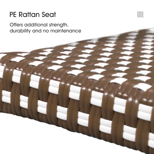 Image of PURPLE LEAF Patio French Bistro Dining Chairs Set of 2, White Finish, Brown