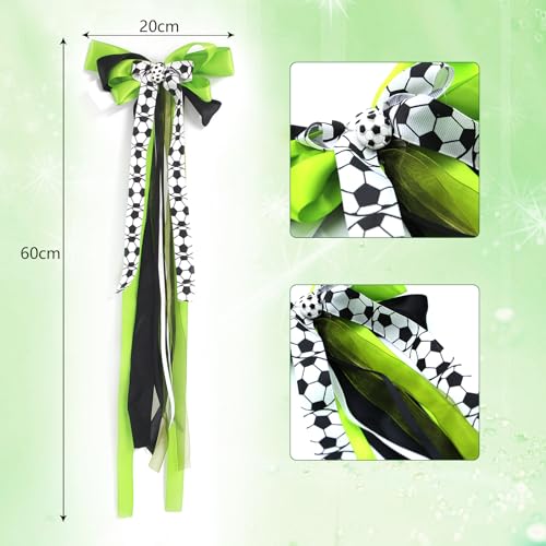 BMGRKYQX Schultütenschleife Grün mit Fußball-Accessoires Schultüte Schleife Junge Zuckertütenschleife 60 * 20cm Schulanfang Einschulung Deko
