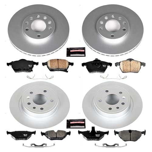 Image of PowerStop Front and Rear Brake Kit for Saab 9-5 1999 - Fully-Coated Disc Rotors with Z23 Carbon-Fiber Ceramic Brake Pads Upgrade, CRK2808