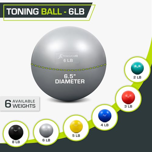 Image of ProsourceFit Weighted Toning Exercise Balls for Pilates, Yoga, Strength Training and Physical Therapy, 2 lb to 8 lb, Color Coded