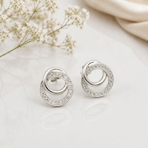 Image of MAIRA 925 Sterling Silver Stylish Contemporary Office wear Earrings for Girls & Woman | Hypoallergenic | Rhodium plated with Anti Tarnish & Korean Finish| 6 months Warranty.