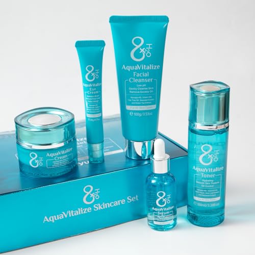 BeauBase Set Cuidado Facial Mujer, Kit Skincare 5 Piezas H2O AquaVitalize | Set Regalo Facial Hidratante y Antiedad con Leche Limpiadora, Tónico, Sérum, Crema de Ojos y Crema Facial
