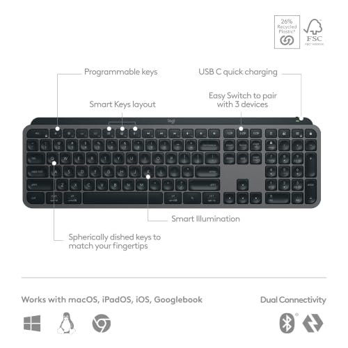 Logitech MX Keys S Wireless Keyboard Low Profile Fluid Precise - Graphite photo 6