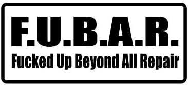 FUBAR 3" Wide Helmet Hard hat Vinyl Decal Sticker (Qty 3 PK)