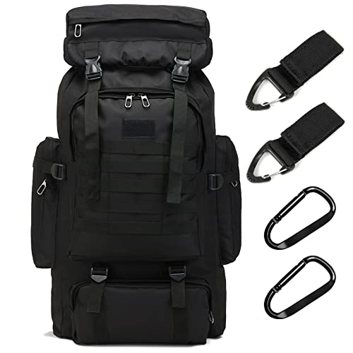 70L Hiking Backpack for Men, Waterproof Lightweight Camping Backpack, Military Rucksack with Molle, 3-Day Assault Pack for Travel, Climbing, Outdoor Sports(Black)