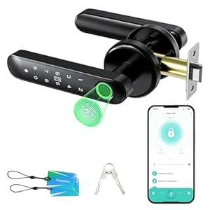 Smart Door Knob with Fingerprint Lock – 5-in-1 Keyless Entry (Fingerprint/App/Code/IC Card/Key) Biometric Door with Auto-Lock Easy Install for Home/Bedroom