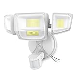 Onforu 90W 10000LM LED Motion Sensor Outdoor Lights, 4-Head Dusk to Dawn Outdoor Lighting, Hardwired Flood Lights, IP66 Waterproof 6500K Security Floodlight for Outside (White)