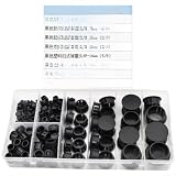 Conceicao - Copribottoni in nylon nero per mobili, 135 pezzi, a scatto, per fori da 6 mm a 25 mm