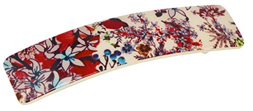 French Amie Fleur Beige Large Celluloid Handmade Automatic Hair Clip Barrette