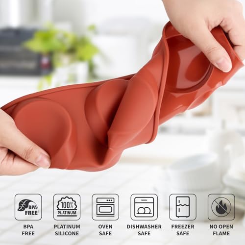 Puyeipt 3 Pack Silicone Egg Molds for Breakfast Sandwiches, 3 Inch Non-Stick Round Muffin Top Pans for Baking Egg Bites, Whoopie Pies, Corn Bread, Tarts - Thumbnail 3