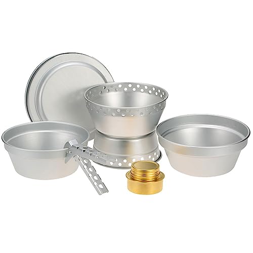 Hosioe ポータブルキャンプ調理器具メスキットアルコールストーブスピリットバーナースタンド付きポットパングリッパー付きアウトドアクッキングセットバックパッキングハイキングピクニックバーベキュー用 Hosioe ポータブルキャンプ調理器具メスキットアルコールストーブスピリットバーナースタンド付きポットパングリッパー付きアウトドアクッキングセットバックパッキングハイキングピクニックバーベキュー用