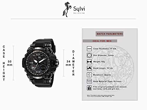 Image of Sylvi Waterproof Analogue-Digital Black Dial Men's Watch MN-1-DG-BLACK