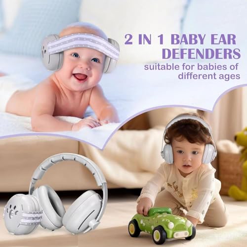 Image of Baby Bucket 2-in-1 Infant Noise Reduction Ear Muffs | Baby Ear Protector for Kids with 25dB Noise Cancellation | Adjustable Silicone Strap & Soft Snug Fit Earpads