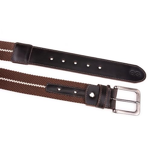 Cinto Masculino C/regulagem Couro Legítimo Elástico Casual (EG, Marrom Escuro)