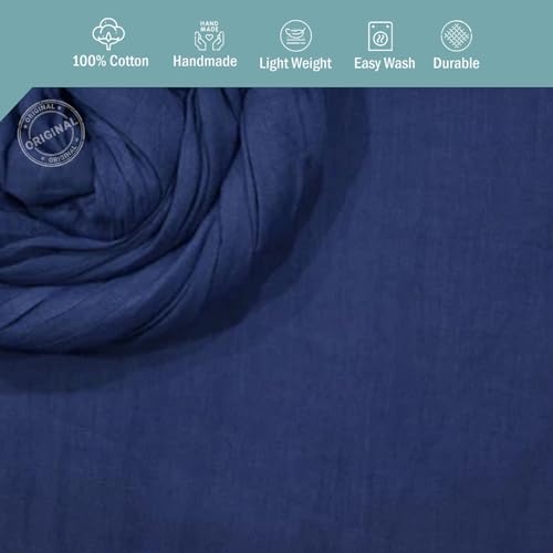 Image of 100% Pure Cotton Mulmul Fabric Material | Reusable Ultra Fine Mulmul Fabric | Lightweight Soft Smooth Piece Linning, Stole, Dupatta, Cushion Pillow Cover (Marlin Blue, 2.5 Meters)