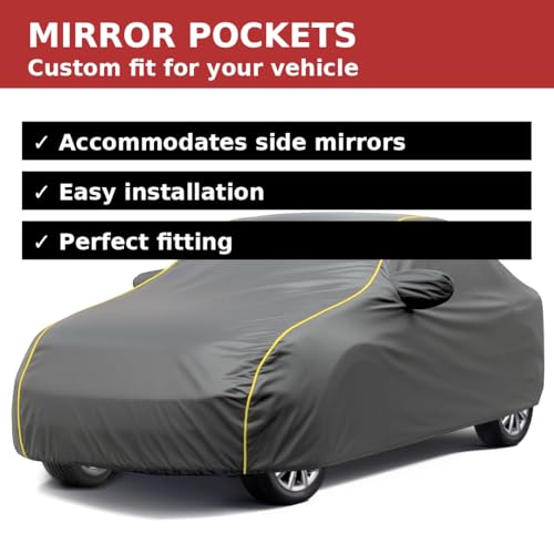 Image of Boo-Bee Smart 100% Waterproof Car Body Cover for Punch Cover (All Models) with Mirror Pockets | Triple Stitched, Elastic, Custom Fit, Heat Resistant, Anti-Dust, All-Weather Cover - Grey Series