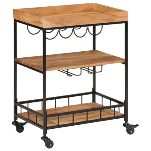 Mueble bar de madera maciza de acacia y hierro Mangloder de diseño industrial moderno 4