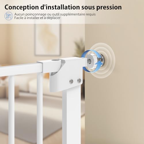 Barrière de sécurité enfant sans perçage et extension pour escalier