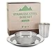 HumanCentric Compact Stainless Steel Dish Set for Home and Outdoor Use, with Small Plate, Bowl, and Cup - BPA Free