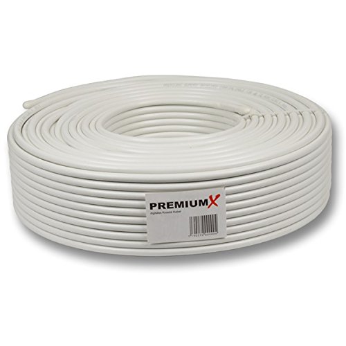Premium X PROFI PRO Koaxial Kabel 135dB 5-Fach geschirmt, reines Kupfer 50 Meter SAT Antennenkabel 50m 135dB
