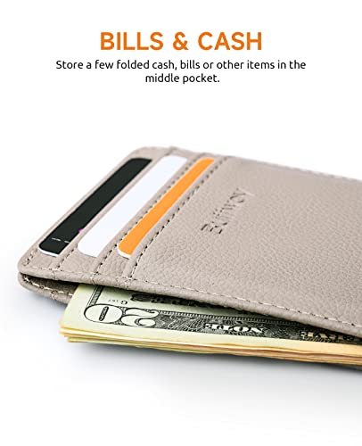 Image of Buffway Mens Slim Wallet, Minimalist Thin Front Pocket Leather Credit Card Holder with RFID Blocking for Work Travel | Minimalist