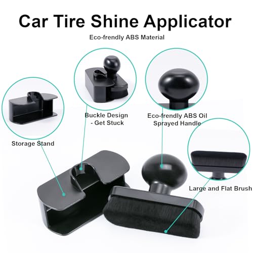 UNIMEIX Tire Shine Applicator Brush Large Vegan Tire Shine Brush with Storage Stand for Vehicles Tire Shine Polish Wax and Car Wash Kit - Thumbnail 3