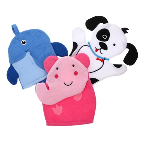 MERRYHAPY 3個子供用バススポンジ手袋 シャワー用バススクラバー カートゥー